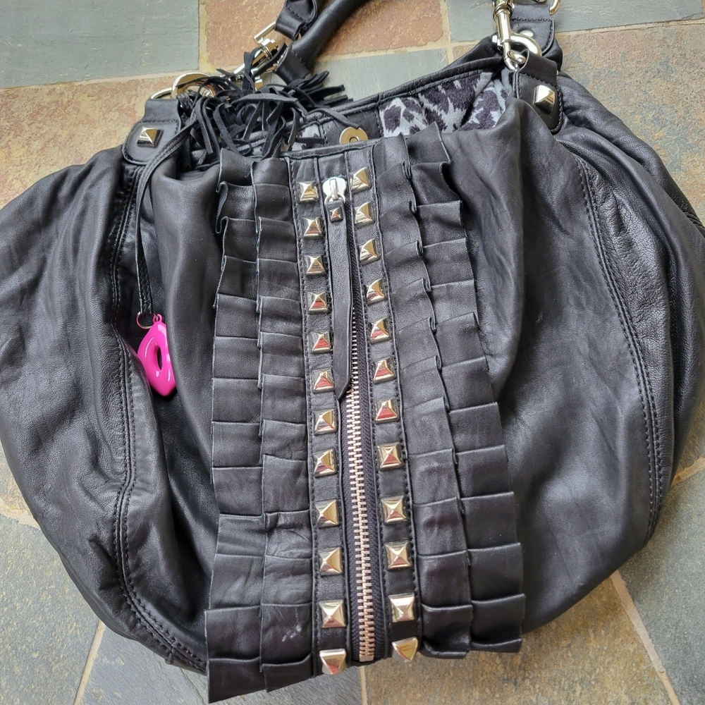 Betsy Johnson Leather Tuxedo Hobo
